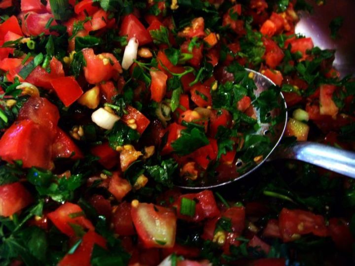 Parsley salad drizzled with Pomegranate Molasses 